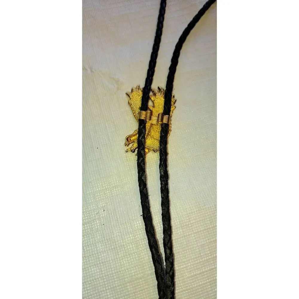 Vintage Gold Tone Bald Eagle Bolo Tie 18 inches